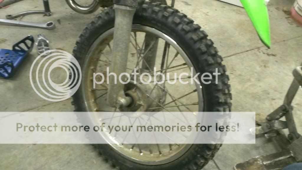 klx 110 front and rear wheels, rear brake pedal, kx 65 forks and a few